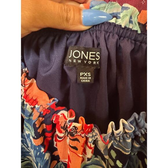 Jones New York Floral Smocked Neck Blouse PXS NWT Off-Shoulder. Boho Resort Top - Picture 5 of 8